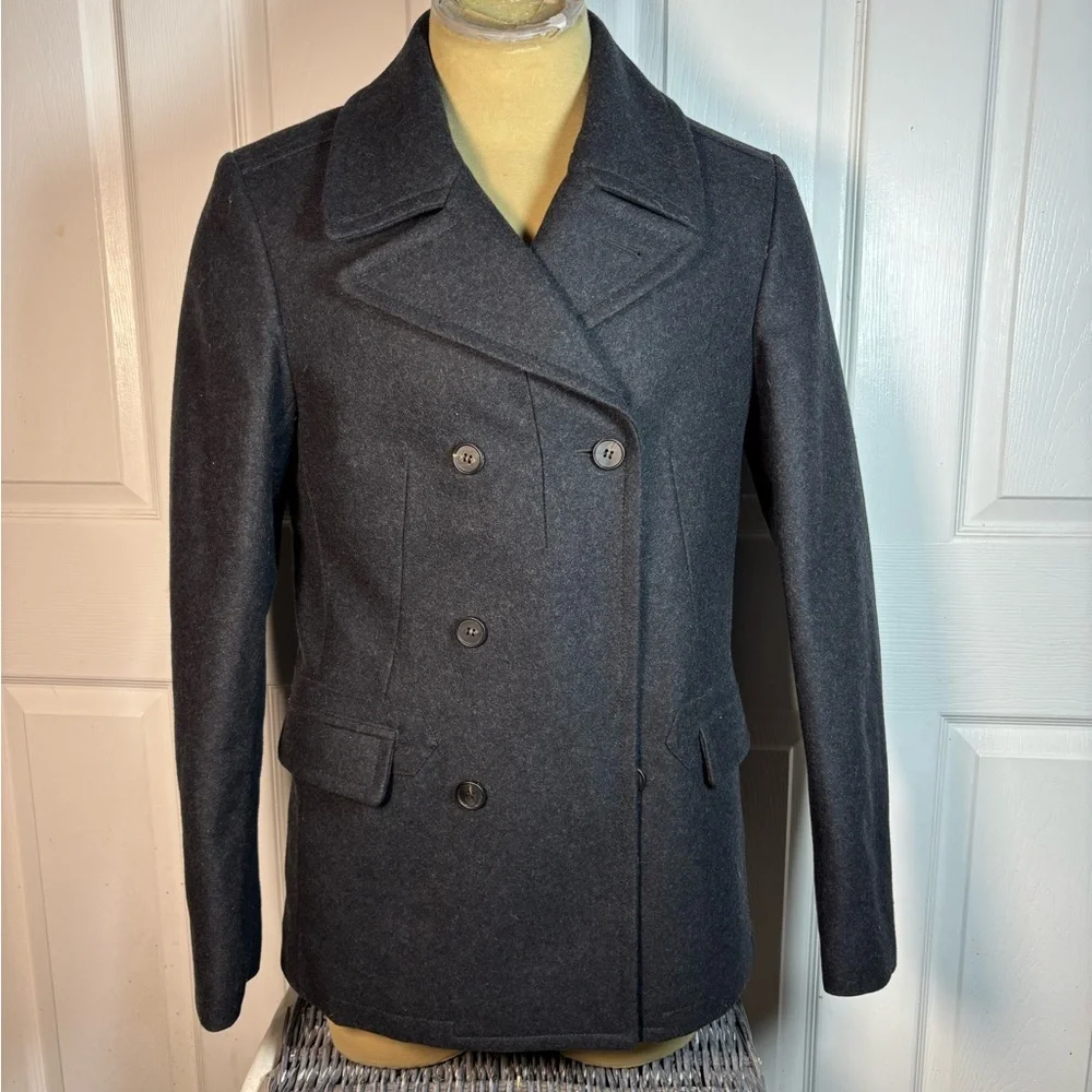 All Saints Men’s Dark Gray Pea Coat